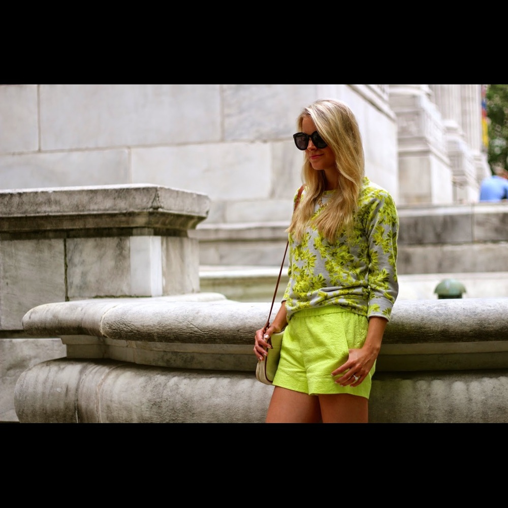 J. Crew neon matelasse shorts